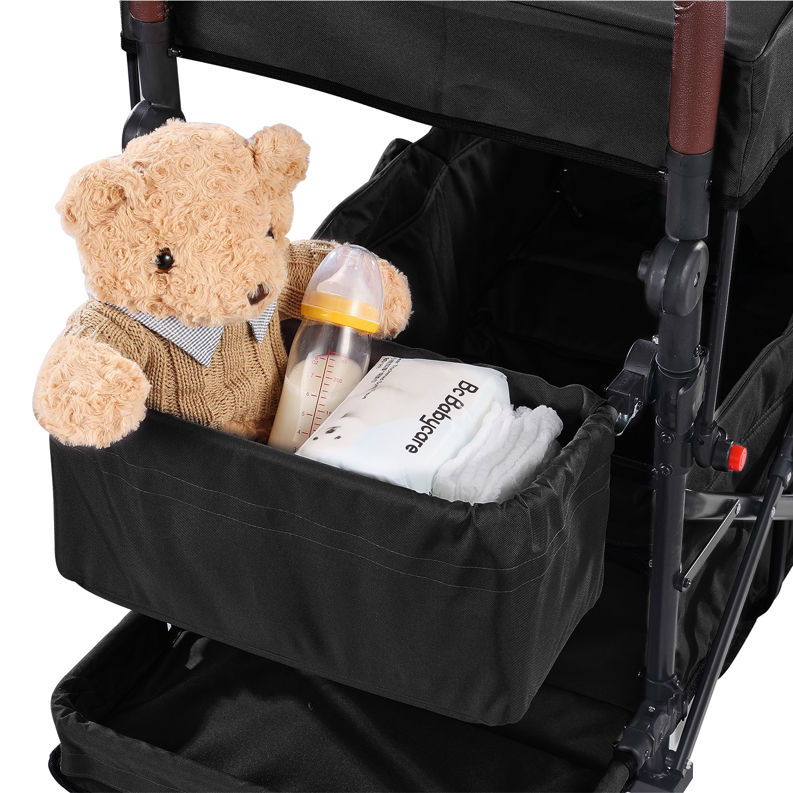 Foldable Garden Wagon Stroller For Two Kids With Canopy Black_voghion.com